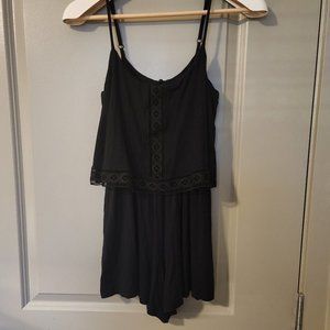 Topshop Black Romper Lace Trim Detail - Size 4
